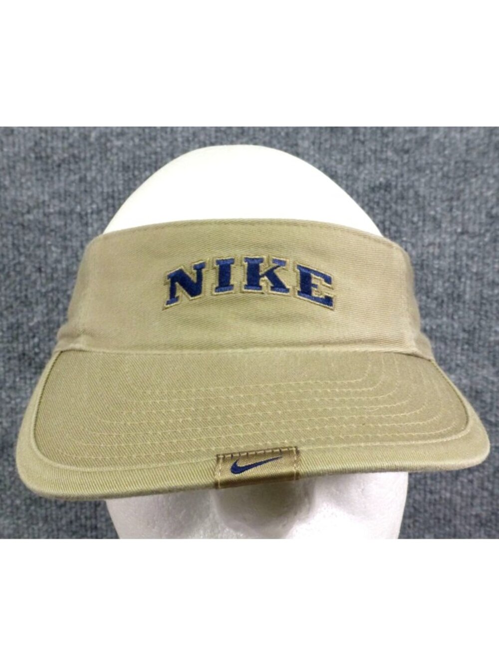Nike Pro Classics Khaki Adjustable Sports Visor Hat With Navy Embroidered Logo